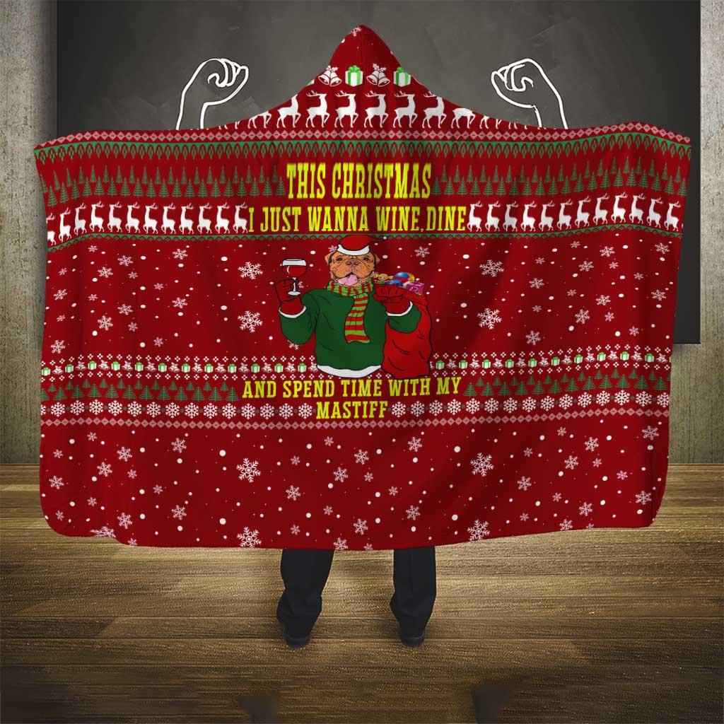 Spend Time With My Mastiff Christmas Hooded Blanket Xmas Holiday Patterns - Wonder Print Shop