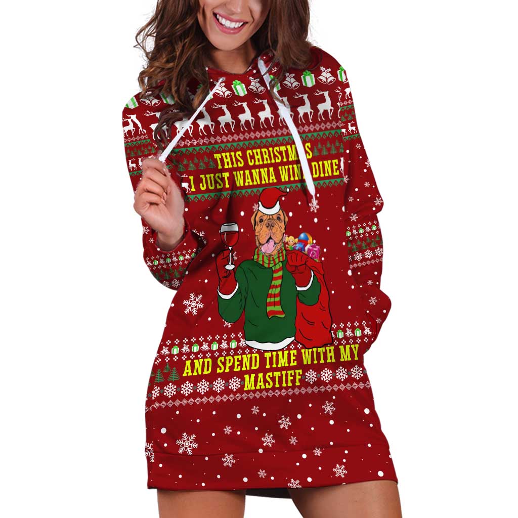Spend Time With My Mastiff Christmas Hoodie Dress Xmas Holiday Patterns - Wonder Print Shop
