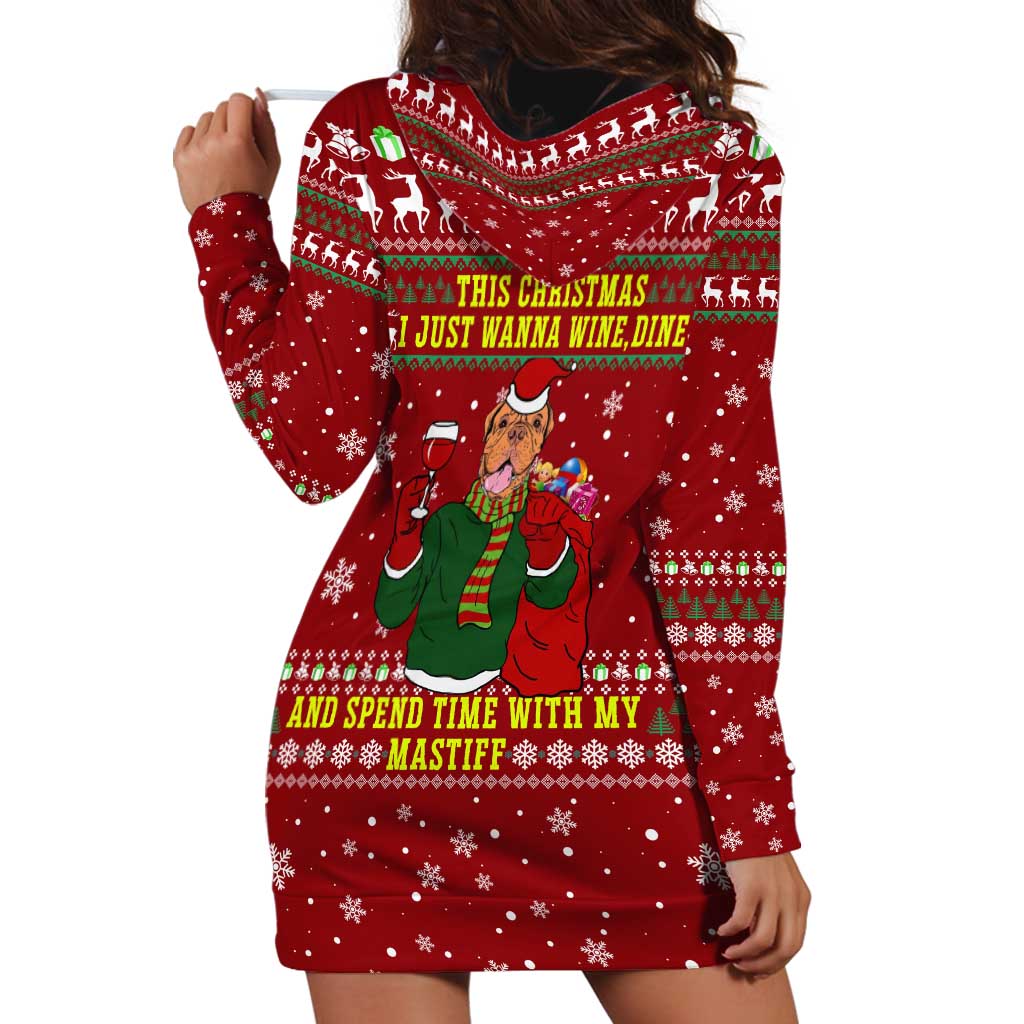 Spend Time With My Mastiff Christmas Hoodie Dress Xmas Holiday Patterns - Wonder Print Shop
