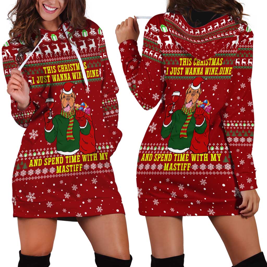 Spend Time With My Mastiff Christmas Hoodie Dress Xmas Holiday Patterns - Wonder Print Shop