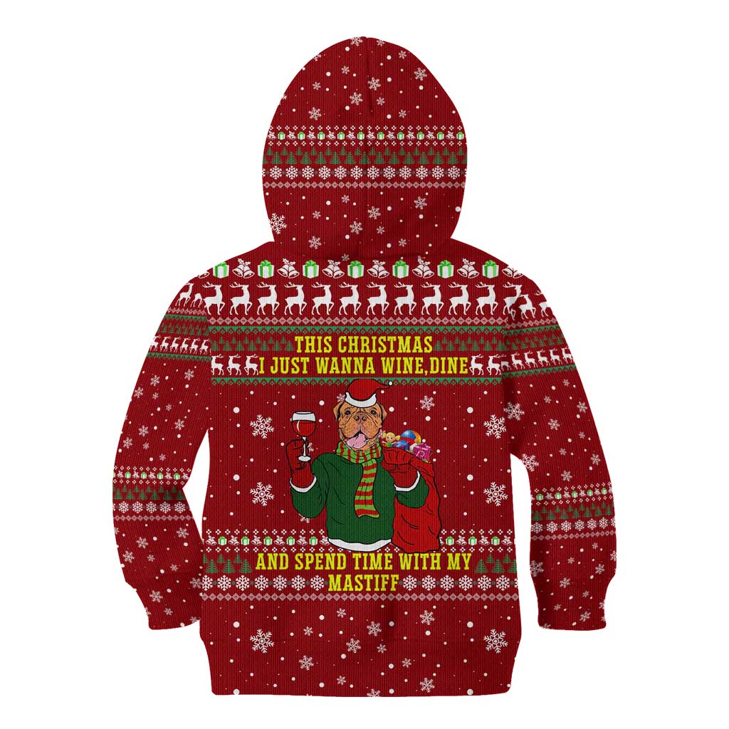Spend Time With My Mastiff Christmas Kid Hoodie Xmas Holiday Patterns - Wonder Print Shop