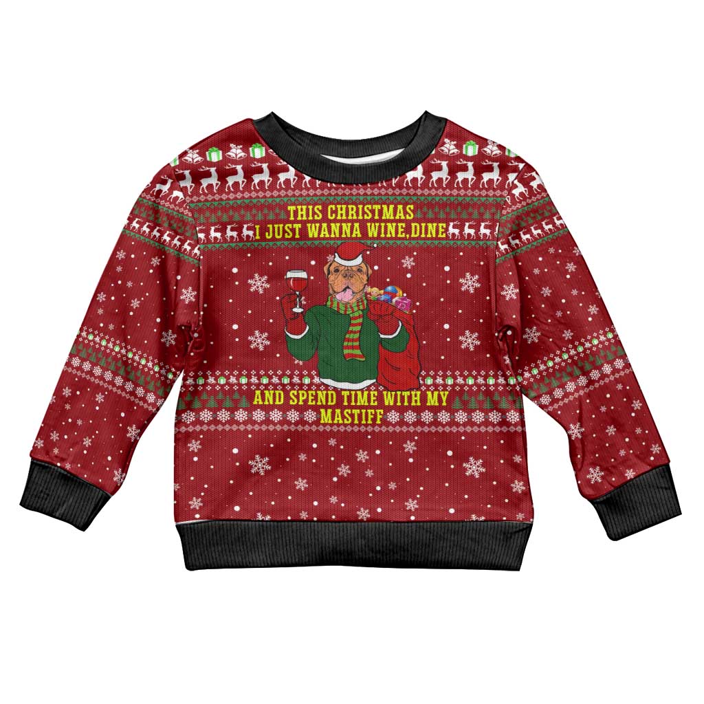 Spend Time With My Mastiff Christmas Kid Ugly Christmas Sweater Xmas Holiday Patterns - Wonder Print Shop