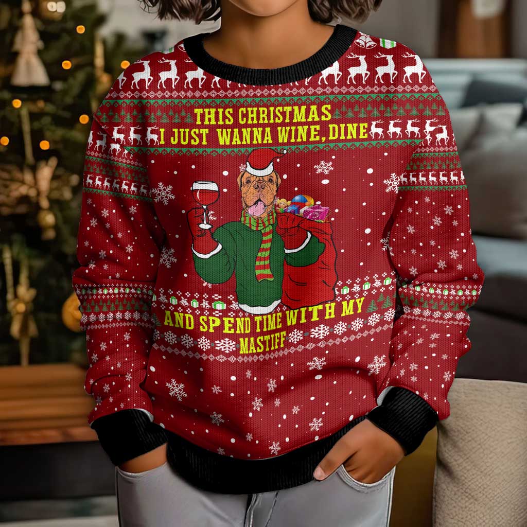 Spend Time With My Mastiff Christmas Kid Ugly Christmas Sweater Xmas Holiday Patterns - Wonder Print Shop