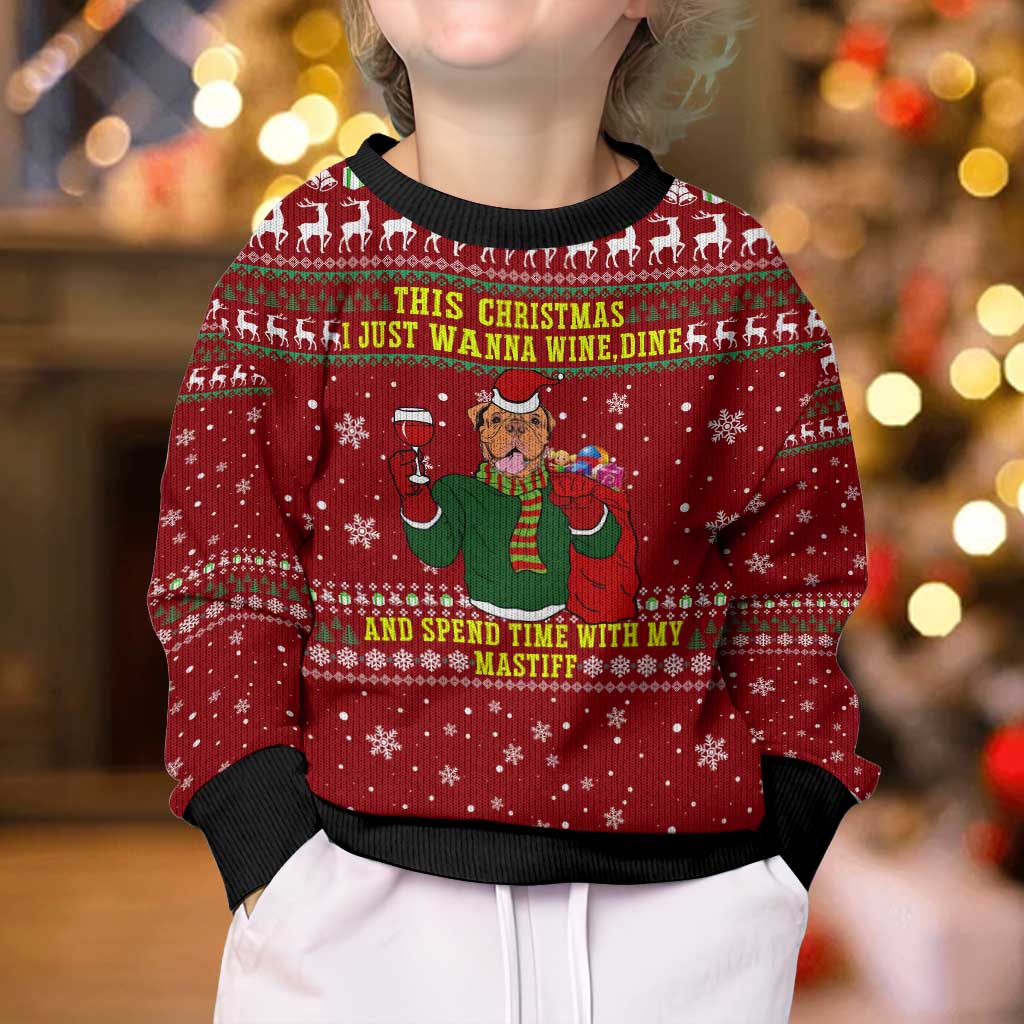 Spend Time With My Mastiff Christmas Kid Ugly Christmas Sweater Xmas Holiday Patterns - Wonder Print Shop
