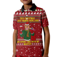 Spend Time With My Mastiff Christmas Kid Polo Shirt Xmas Holiday Patterns - Wonder Print Shop