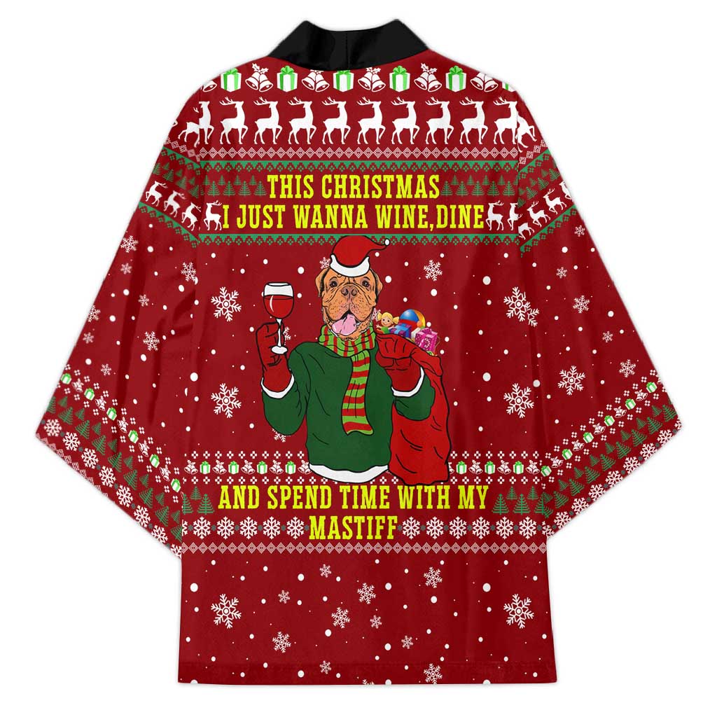 Spend Time With My Mastiff Christmas Kimono Xmas Holiday Patterns - Wonder Print Shop