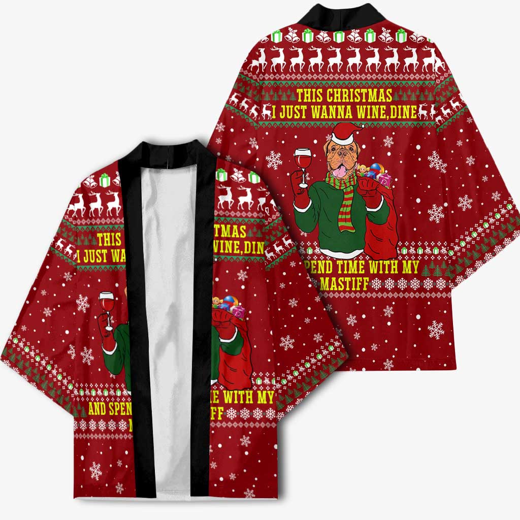 Spend Time With My Mastiff Christmas Kimono Xmas Holiday Patterns - Wonder Print Shop