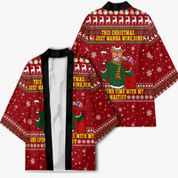 Spend Time With My Mastiff Christmas Kimono Xmas Holiday Patterns - Wonder Print Shop