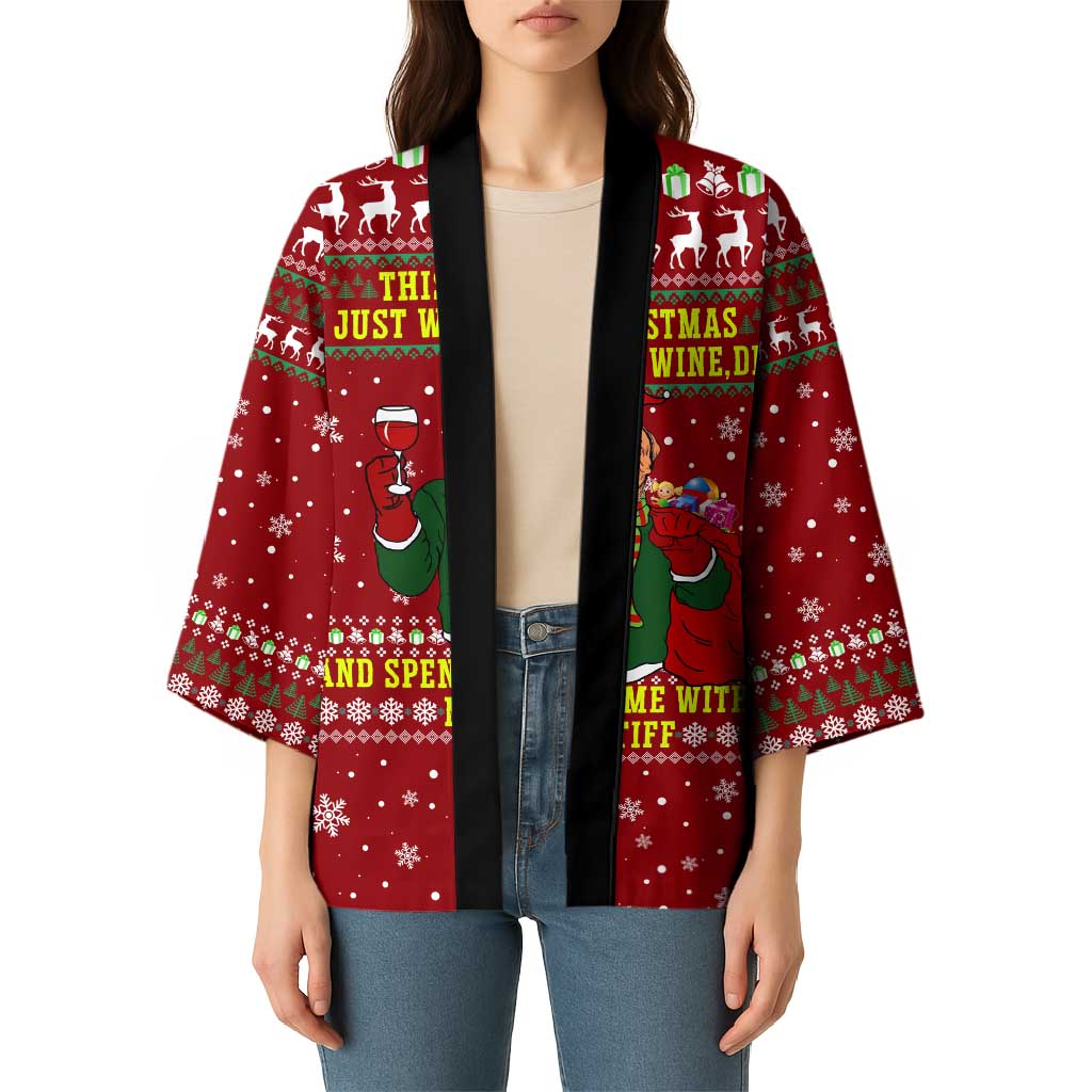 Spend Time With My Mastiff Christmas Kimono Xmas Holiday Patterns - Wonder Print Shop