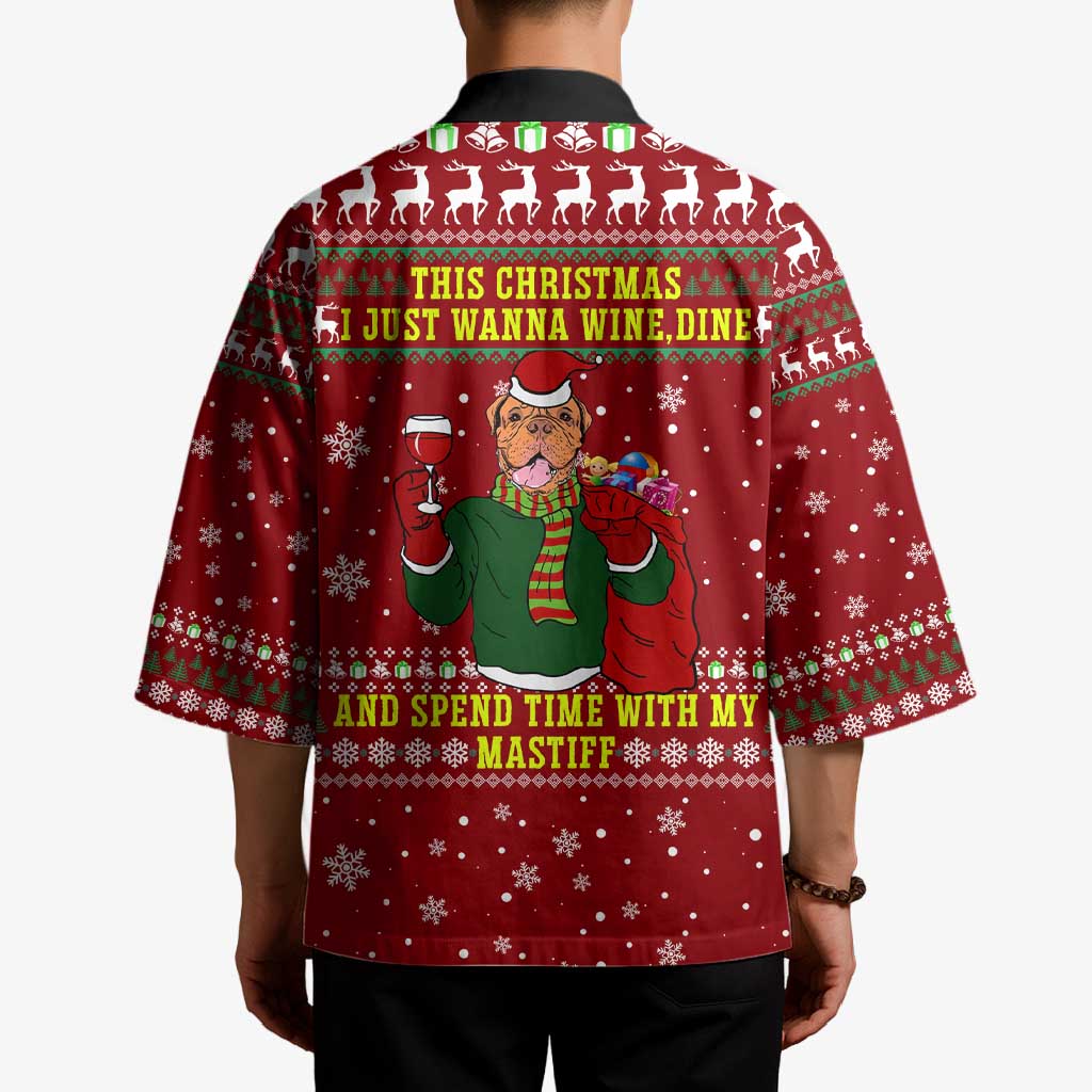 Spend Time With My Mastiff Christmas Kimono Xmas Holiday Patterns - Wonder Print Shop