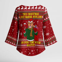 Spend Time With My Mastiff Christmas Kimono Sleeve Blouse Xmas Holiday Patterns - Wonder Print Shop