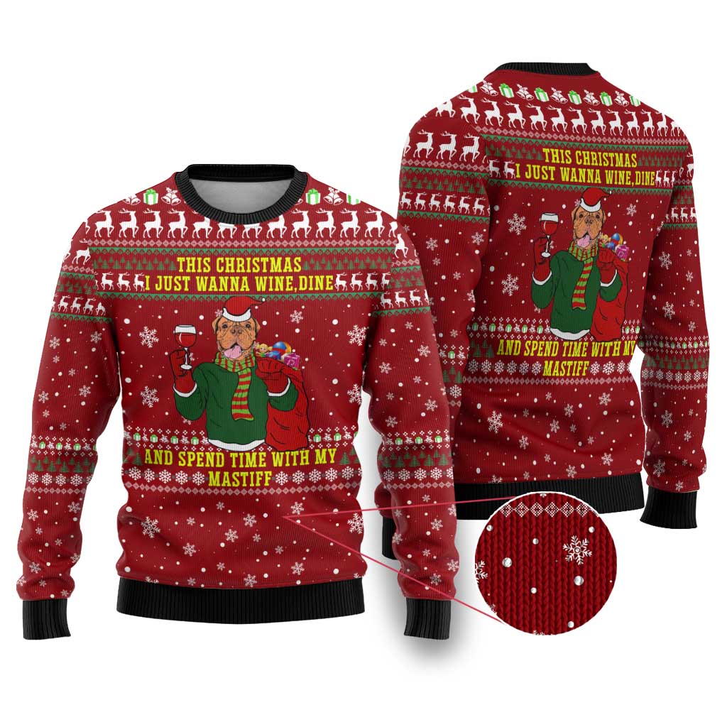 Spend Time With My Mastiff Christmas Ugly Christmas Sweater Xmas Holiday Patterns - Wonder Print Shop
