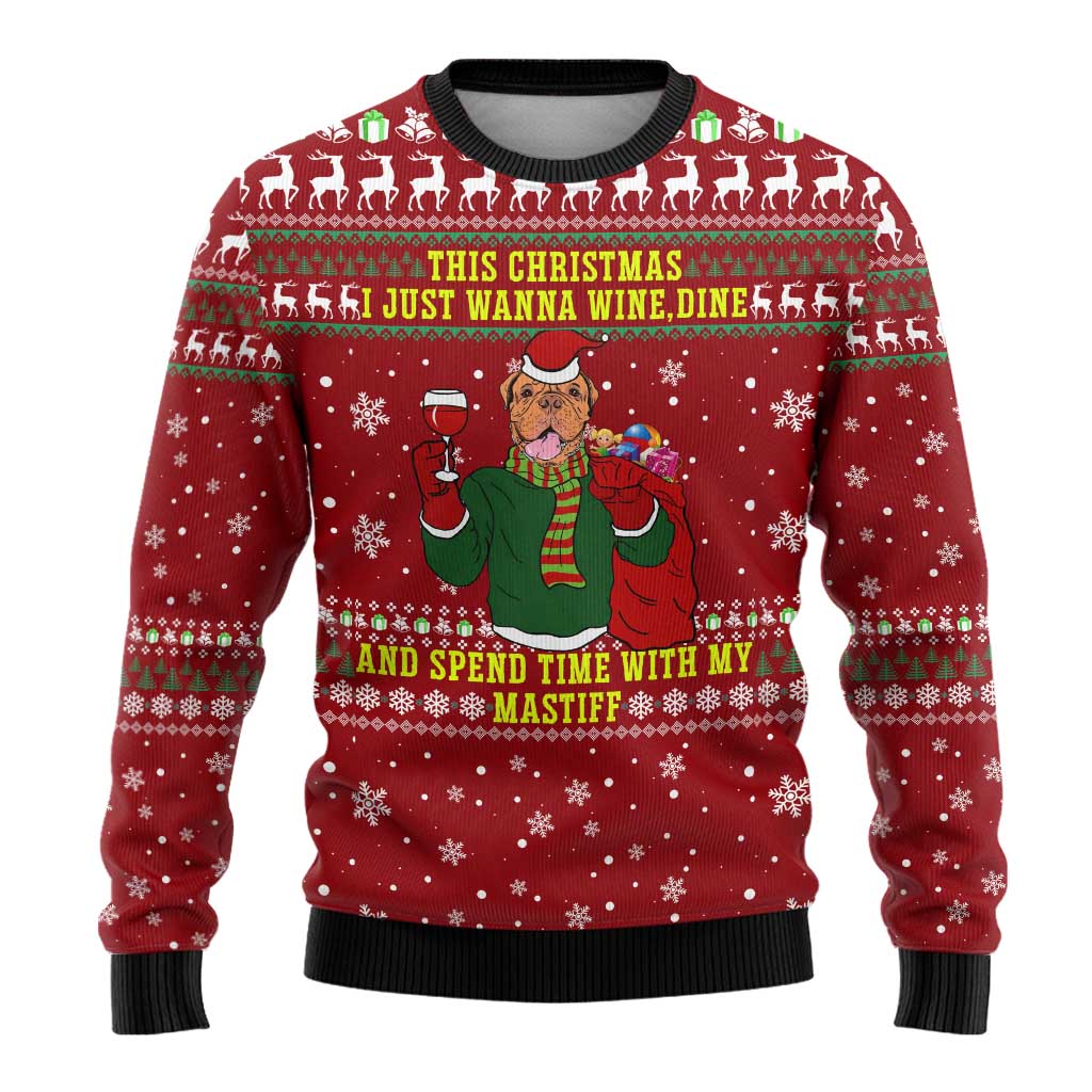 Spend Time With My Mastiff Christmas Ugly Christmas Sweater Xmas Holiday Patterns - Wonder Print Shop