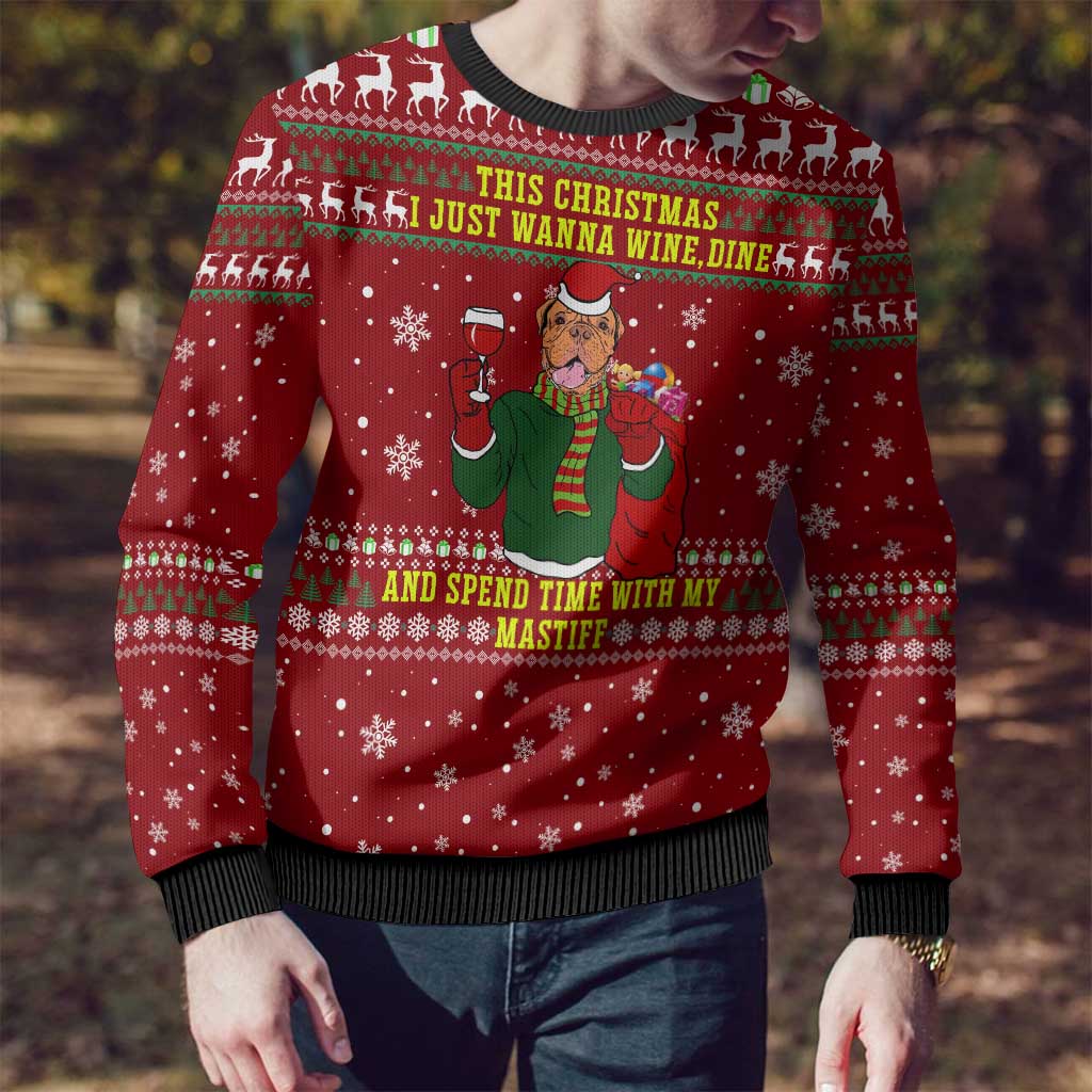 Spend Time With My Mastiff Christmas Ugly Christmas Sweater Xmas Holiday Patterns - Wonder Print Shop