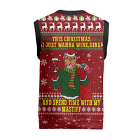 Spend Time With My Mastiff Christmas Knitted V-Neck Vest Xmas Holiday Patterns - Wonder Print Shop