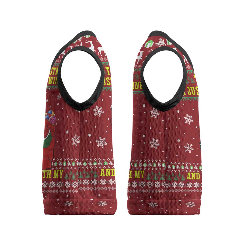 Spend Time With My Mastiff Christmas Knitted V-Neck Vest Xmas Holiday Patterns - Wonder Print Shop
