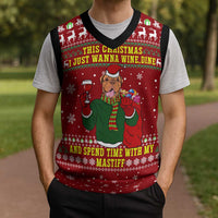 Spend Time With My Mastiff Christmas Knitted V-Neck Vest Xmas Holiday Patterns - Wonder Print Shop