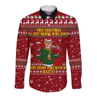 Spend Time With My Mastiff Christmas Long Sleeve Button Shirt Xmas Holiday Patterns - Wonder Print Shop