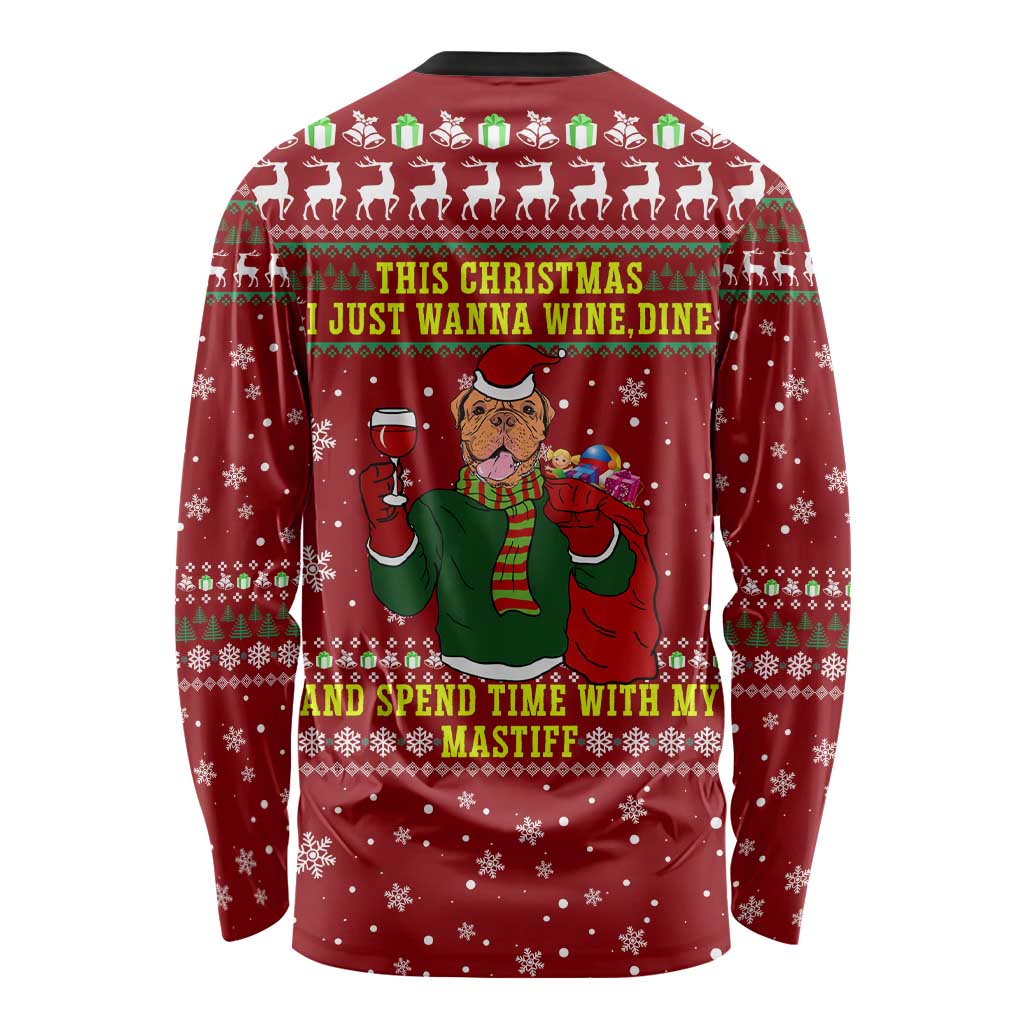 Spend Time With My Mastiff Christmas Long Sleeve Shirt Xmas Holiday Patterns - Wonder Print Shop