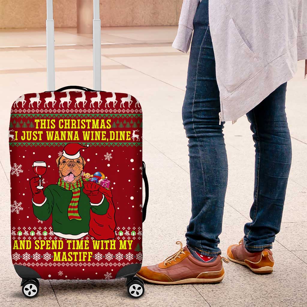 Spend Time With My Mastiff Christmas Luggage Cover Xmas Holiday Patterns - Wonder Print Shop
