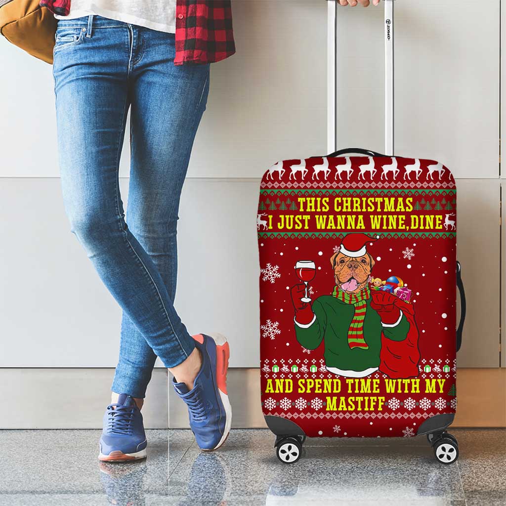 Spend Time With My Mastiff Christmas Luggage Cover Xmas Holiday Patterns - Wonder Print Shop