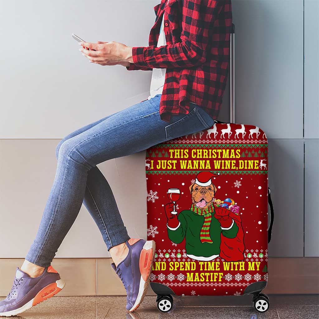 Spend Time With My Mastiff Christmas Luggage Cover Xmas Holiday Patterns - Wonder Print Shop