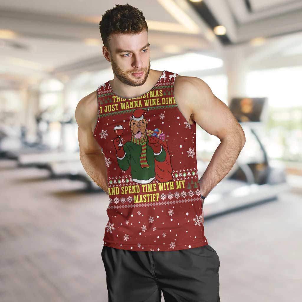 Spend Time With My Mastiff Christmas Men Tank Top Xmas Holiday Patterns - Wonder Print Shop