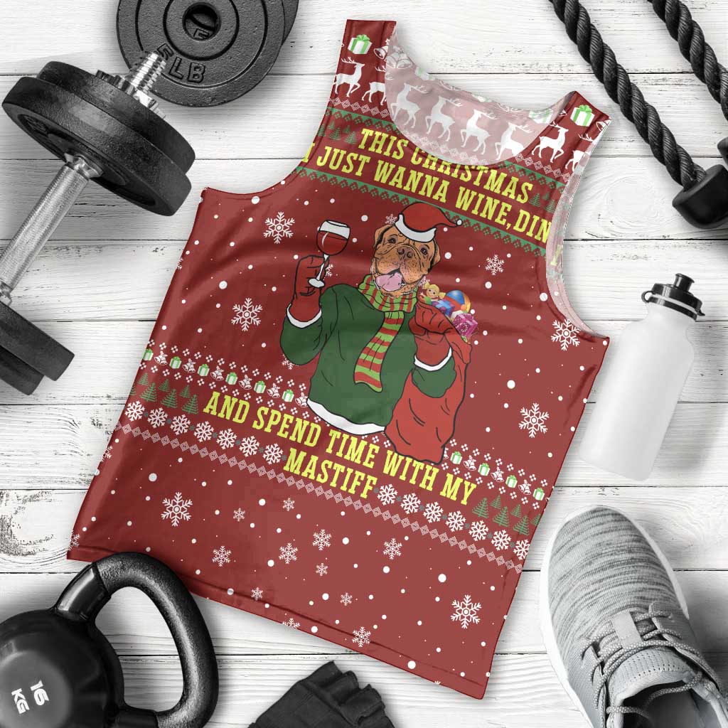 Spend Time With My Mastiff Christmas Men Tank Top Xmas Holiday Patterns - Wonder Print Shop