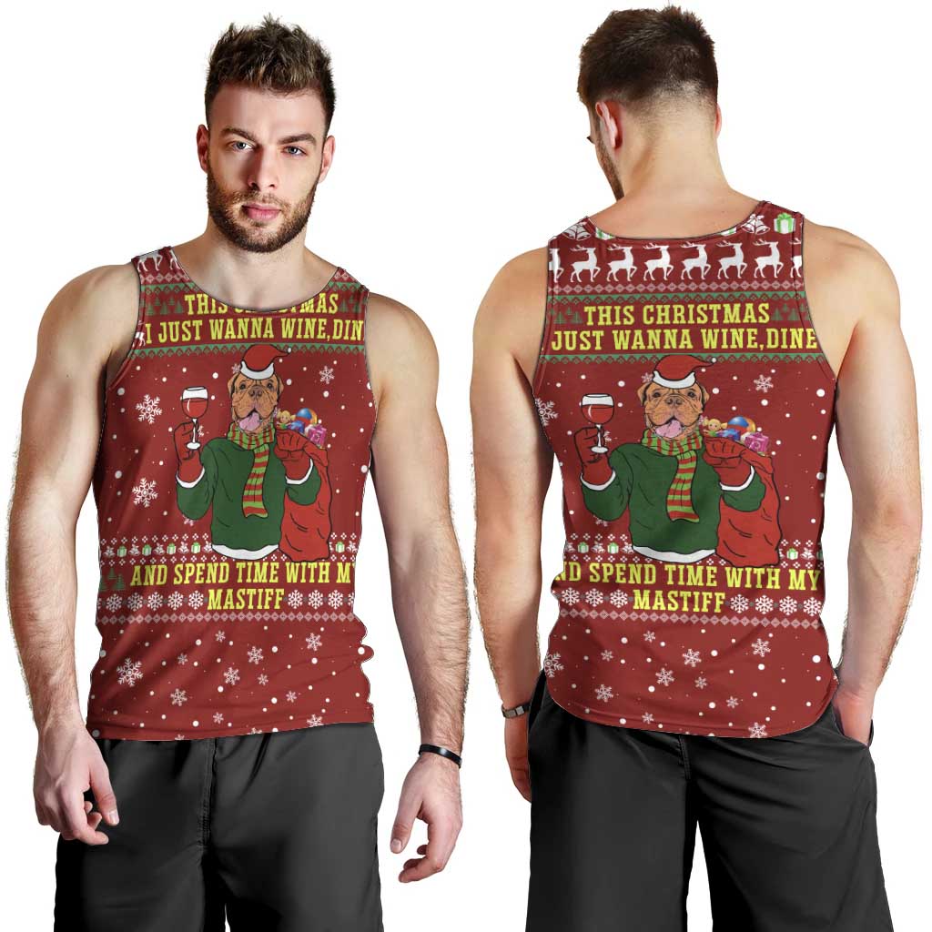 Spend Time With My Mastiff Christmas Men Tank Top Xmas Holiday Patterns - Wonder Print Shop