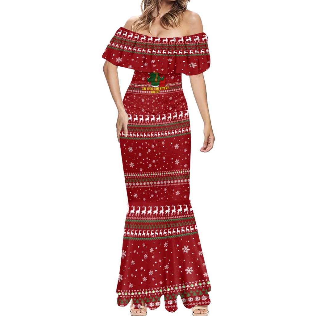 Spend Time With My Mastiff Christmas Mermaid Dress Xmas Holiday Patterns - Wonder Print Shop