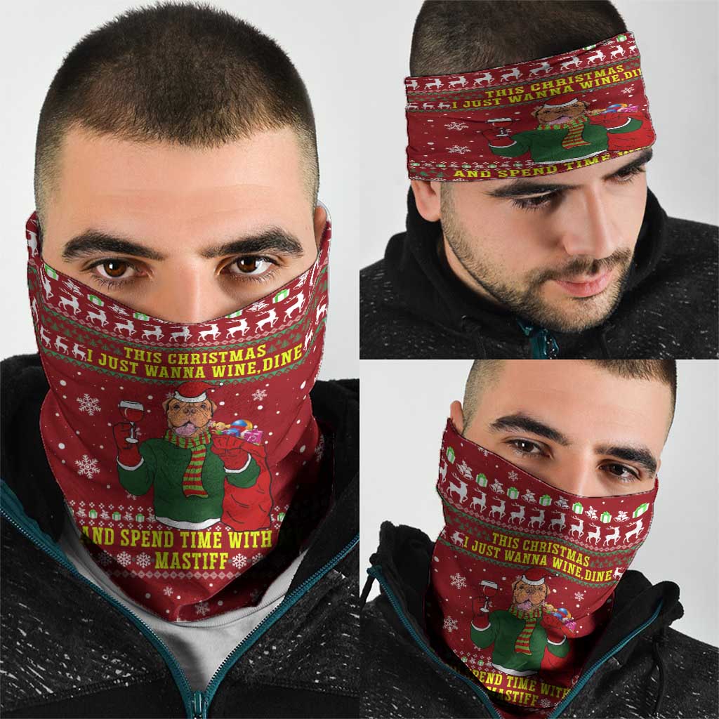 Spend Time With My Mastiff Christmas Neck Gaiter Xmas Holiday Patterns - Wonder Print Shop