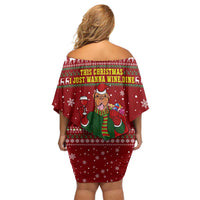 Spend Time With My Mastiff Christmas Off Shoulder Short Dress Xmas Holiday Patterns - Wonder Print Shop