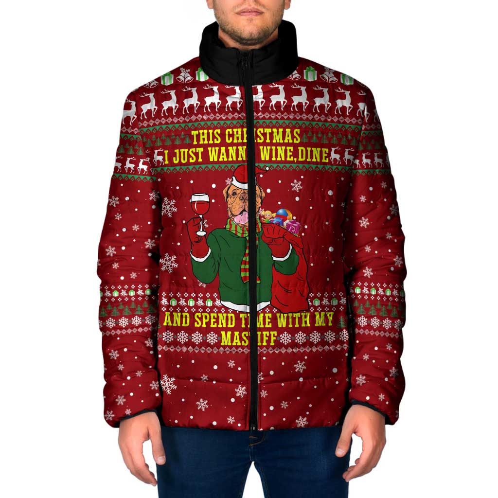 Spend Time With My Mastiff Christmas Padded Jacket Xmas Holiday Patterns - Wonder Print Shop