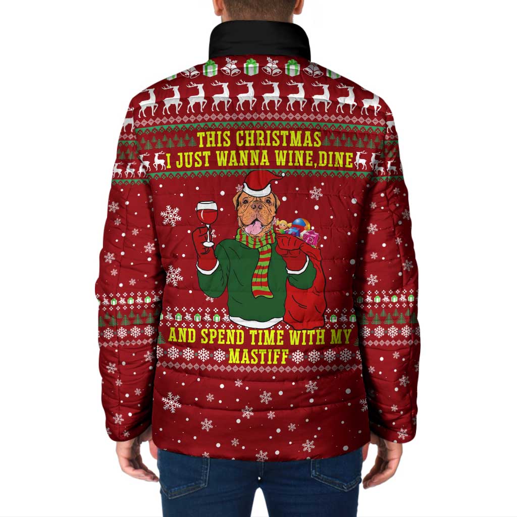 Spend Time With My Mastiff Christmas Padded Jacket Xmas Holiday Patterns - Wonder Print Shop