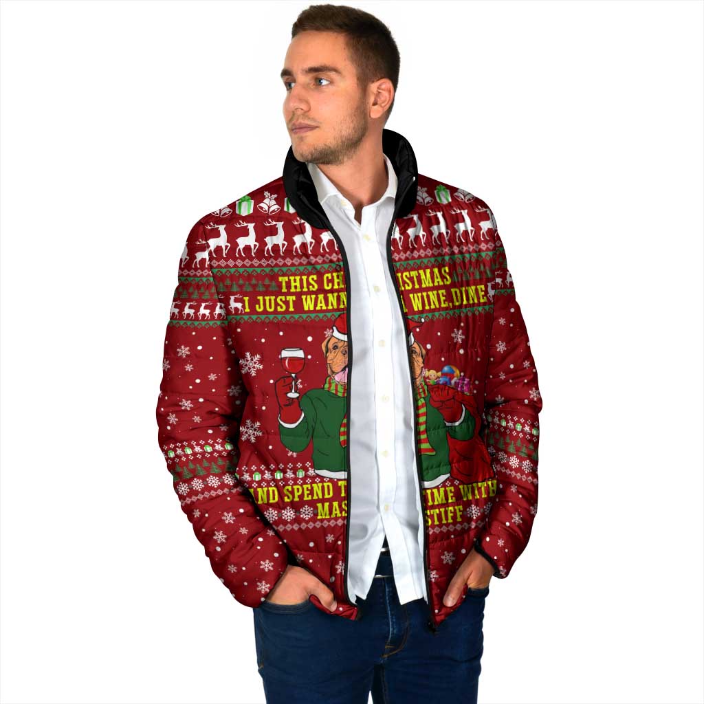 Spend Time With My Mastiff Christmas Padded Jacket Xmas Holiday Patterns - Wonder Print Shop