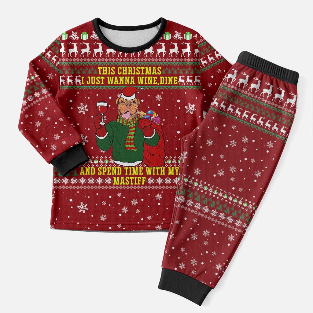 Spend Time With My Mastiff Christmas Pajama Set Xmas Holiday Patterns - Wonder Print Shop