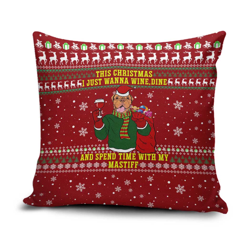 Spend Time With My Mastiff Christmas Pillow Cover Xmas Holiday Patterns - Wonder Print Shop