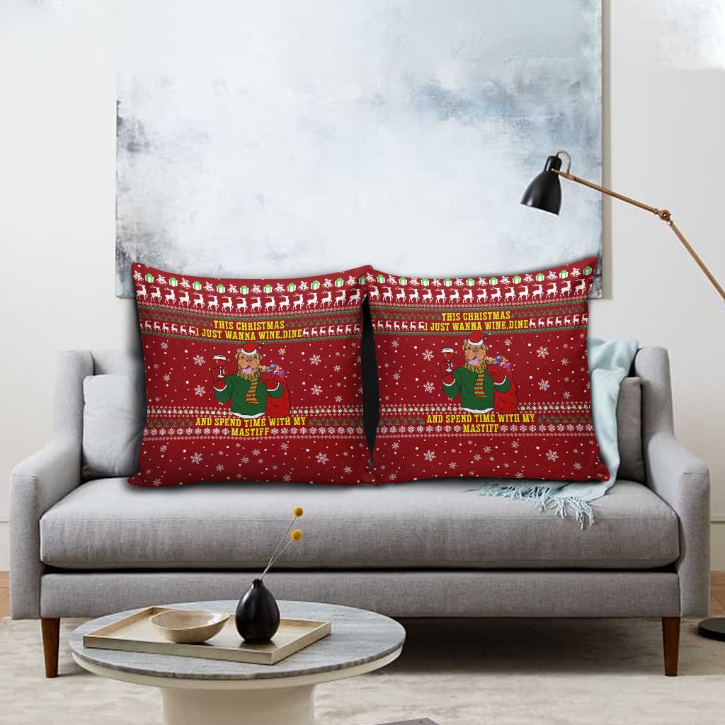 Spend Time With My Mastiff Christmas Pillow Cover Xmas Holiday Patterns - Wonder Print Shop