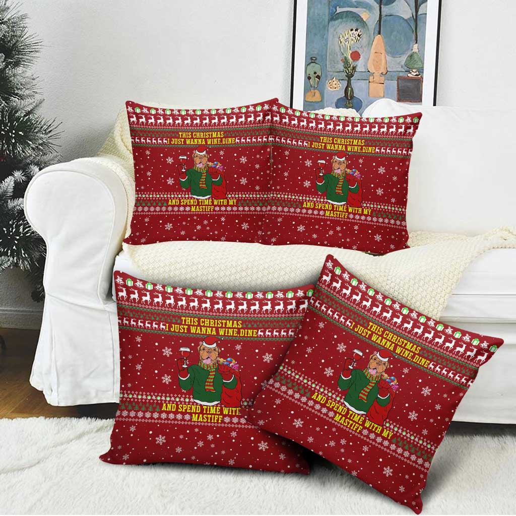 Spend Time With My Mastiff Christmas Pillow Cover Xmas Holiday Patterns - Wonder Print Shop