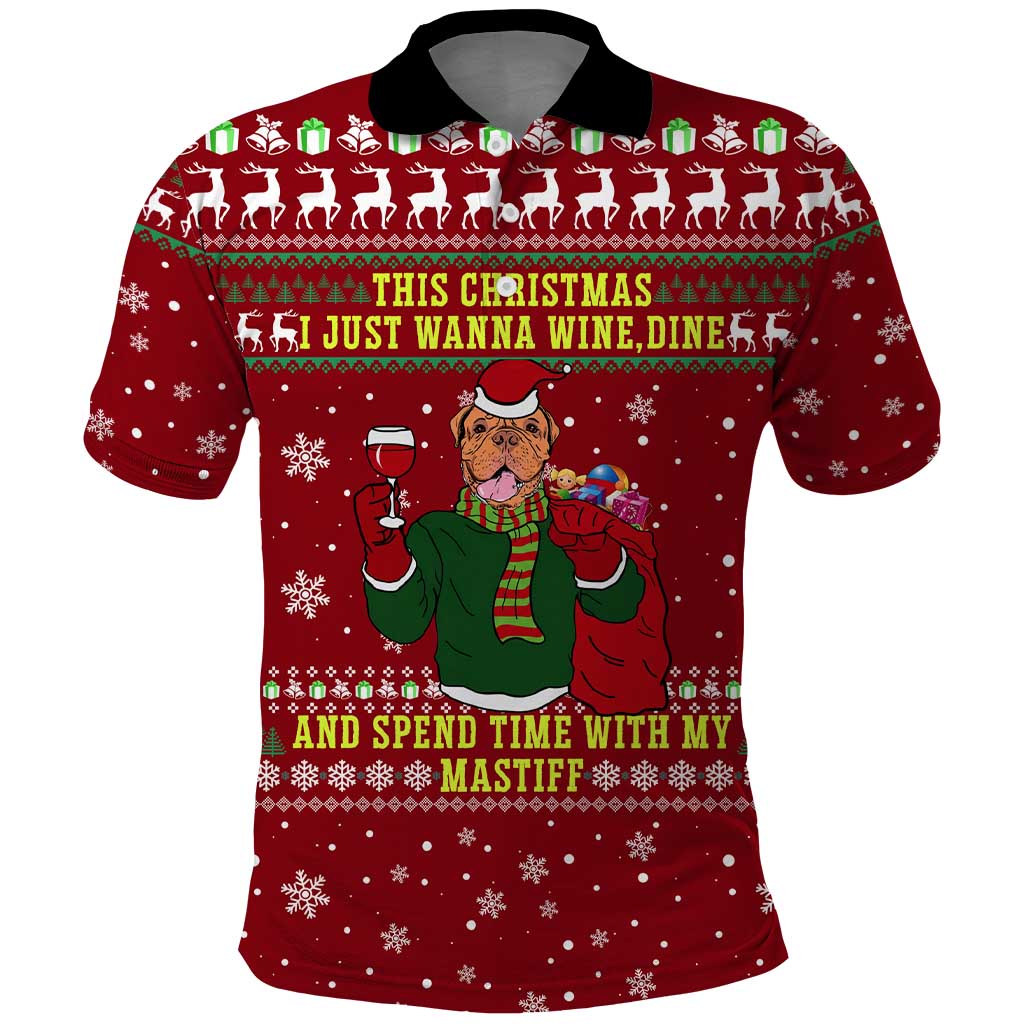 Spend Time With My Mastiff Christmas Polo Shirt Xmas Holiday Patterns - Wonder Print Shop