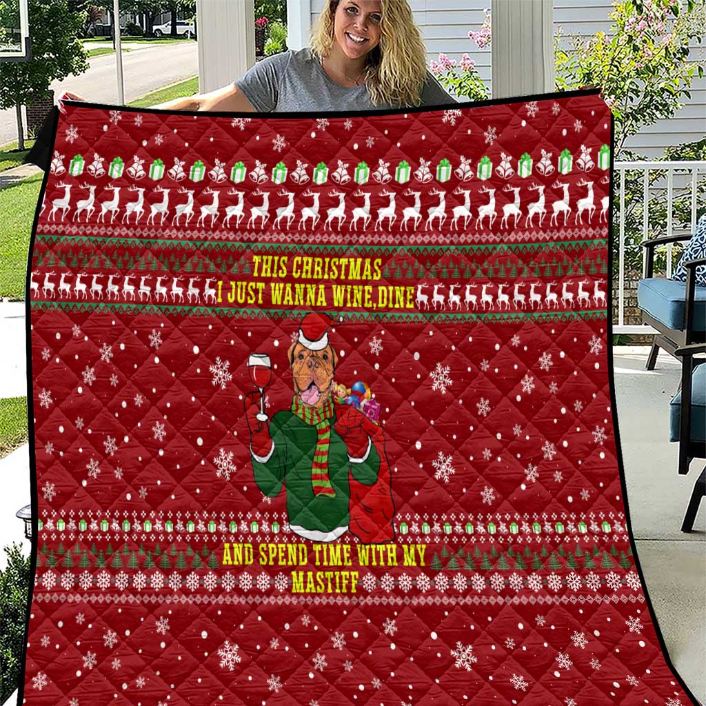 Spend Time With My Mastiff Christmas Quilt Xmas Holiday Patterns - Wonder Print Shop