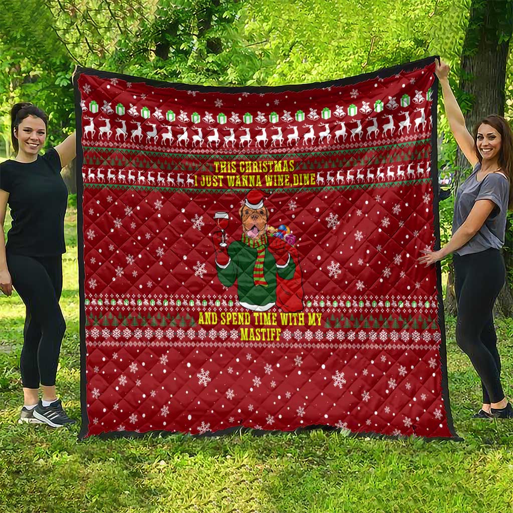 Spend Time With My Mastiff Christmas Quilt Xmas Holiday Patterns - Wonder Print Shop
