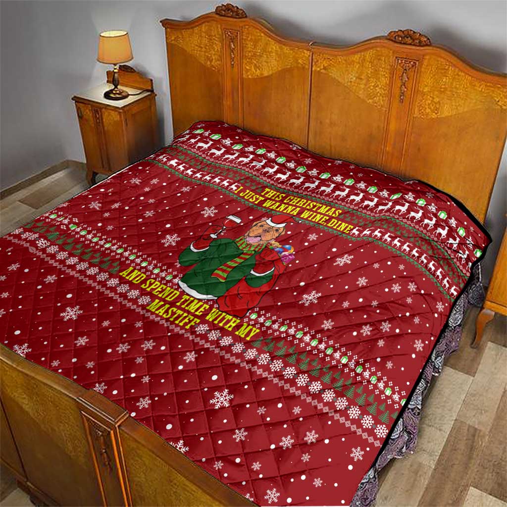 Spend Time With My Mastiff Christmas Quilt Xmas Holiday Patterns - Wonder Print Shop