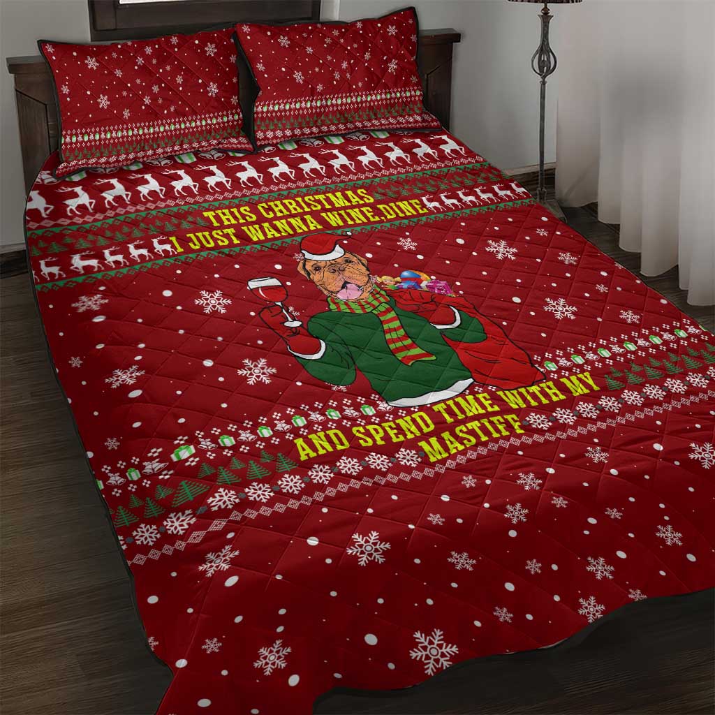 Spend Time With My Mastiff Christmas Quilt Bed Set Xmas Holiday Patterns - Wonder Print Shop