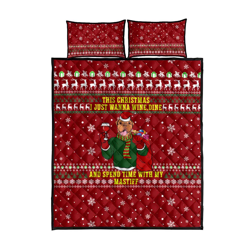 Spend Time With My Mastiff Christmas Quilt Bed Set Xmas Holiday Patterns - Wonder Print Shop