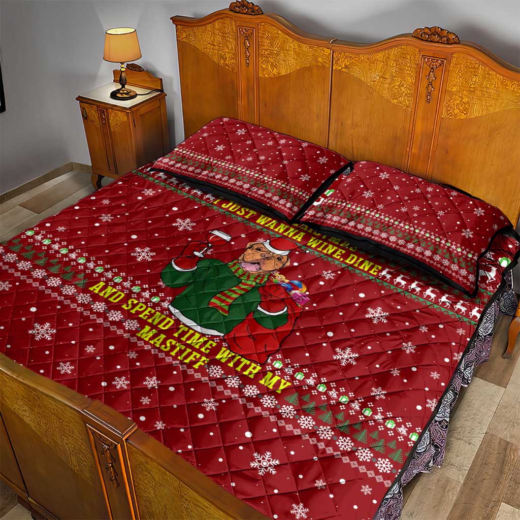 Spend Time With My Mastiff Christmas Quilt Bed Set Xmas Holiday Patterns - Wonder Print Shop
