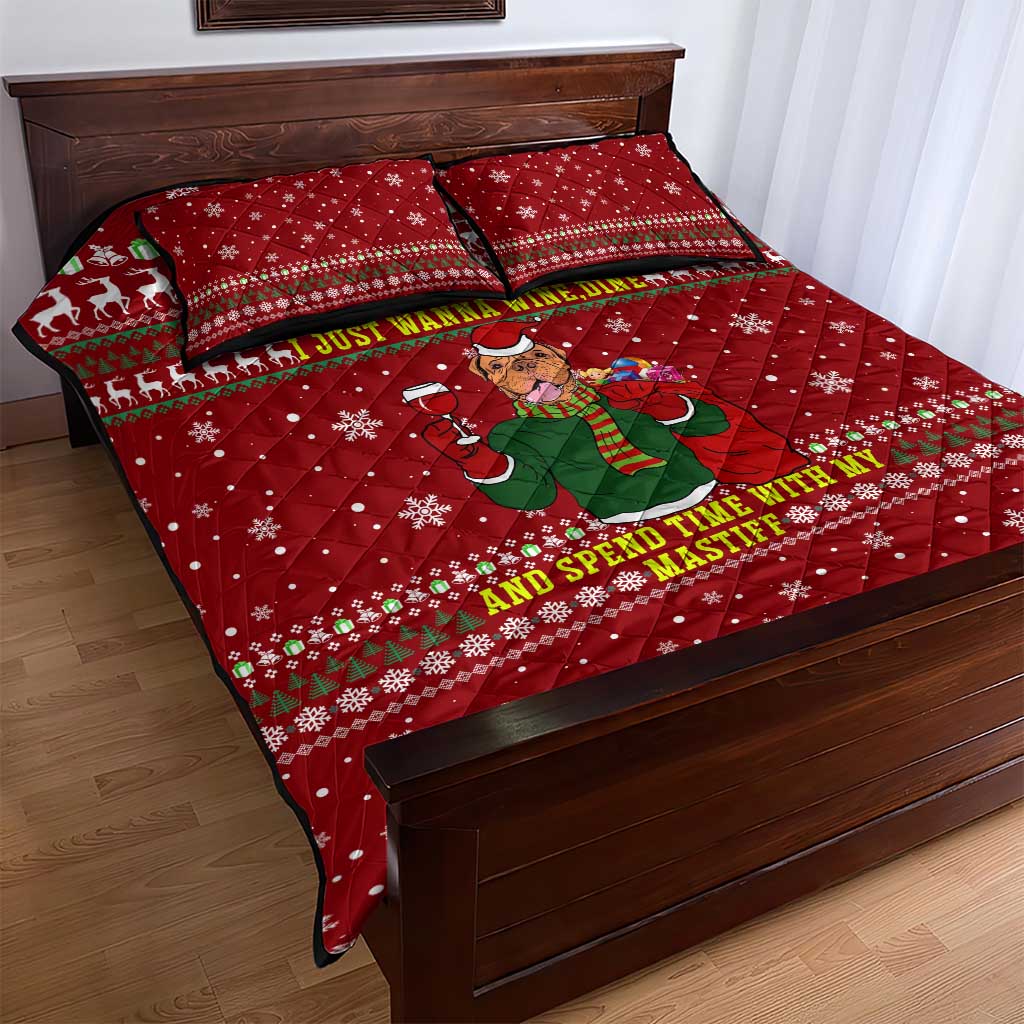 Spend Time With My Mastiff Christmas Quilt Bed Set Xmas Holiday Patterns - Wonder Print Shop
