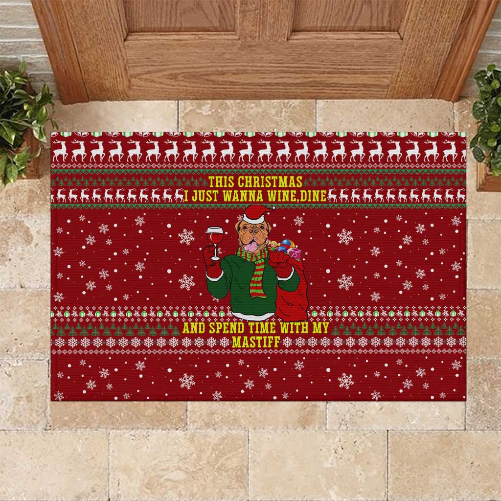 Spend Time With My Mastiff Christmas Rubber Doormat Xmas Holiday Patterns - Wonder Print Shop