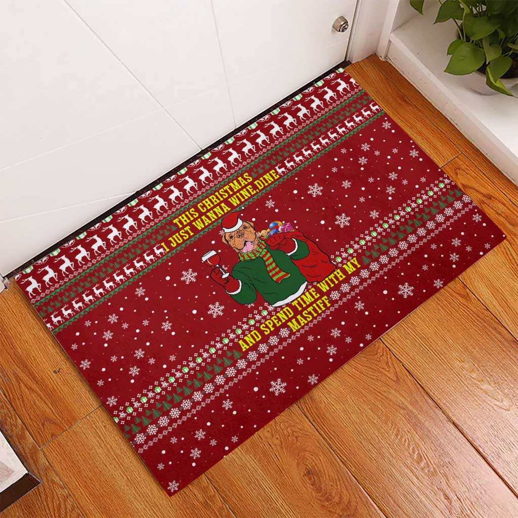 Spend Time With My Mastiff Christmas Rubber Doormat Xmas Holiday Patterns - Wonder Print Shop