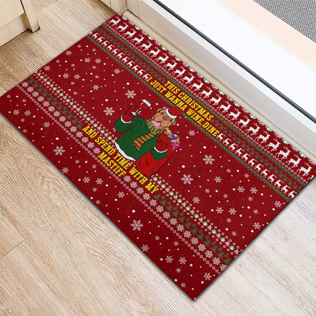 Spend Time With My Mastiff Christmas Rubber Doormat Xmas Holiday Patterns - Wonder Print Shop